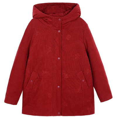 米兰登灯芯绒棉衣连帽棉服外套女