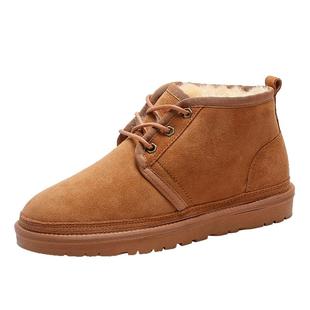 羊皮毛一体雪地靴男加厚防寒大码棉鞋冬季全羊毛保暖鞋高帮短靴子