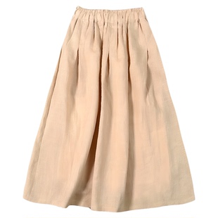 2025新款秋季100支纯苎麻半身裙纯色百搭中长款a字裙文艺显瘦长裙