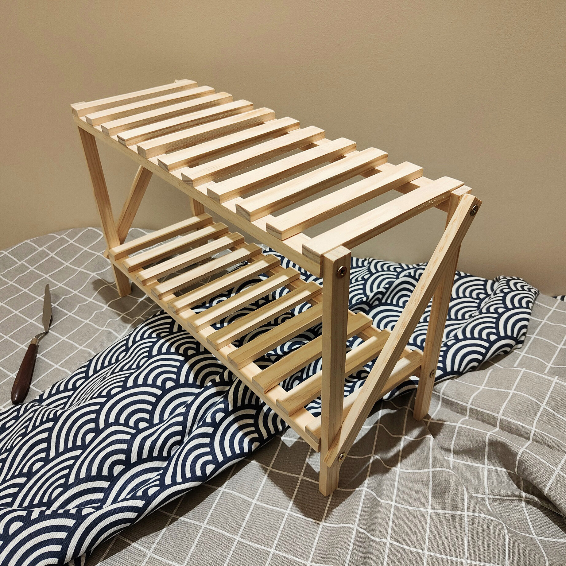 置物架收纳架家用杂物架书架展示架木架花架双层厨卫室内桌面实木