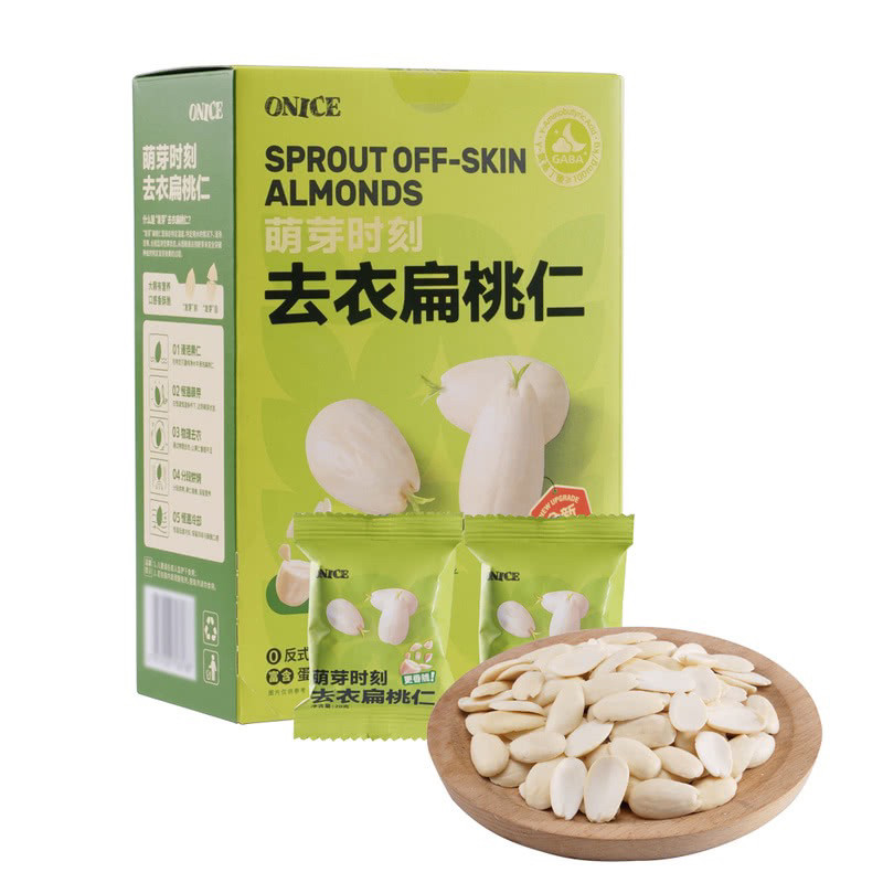山姆代购ONICE萌芽时刻去衣扁桃仁600g独立小包大颗坚果仁香酥脆