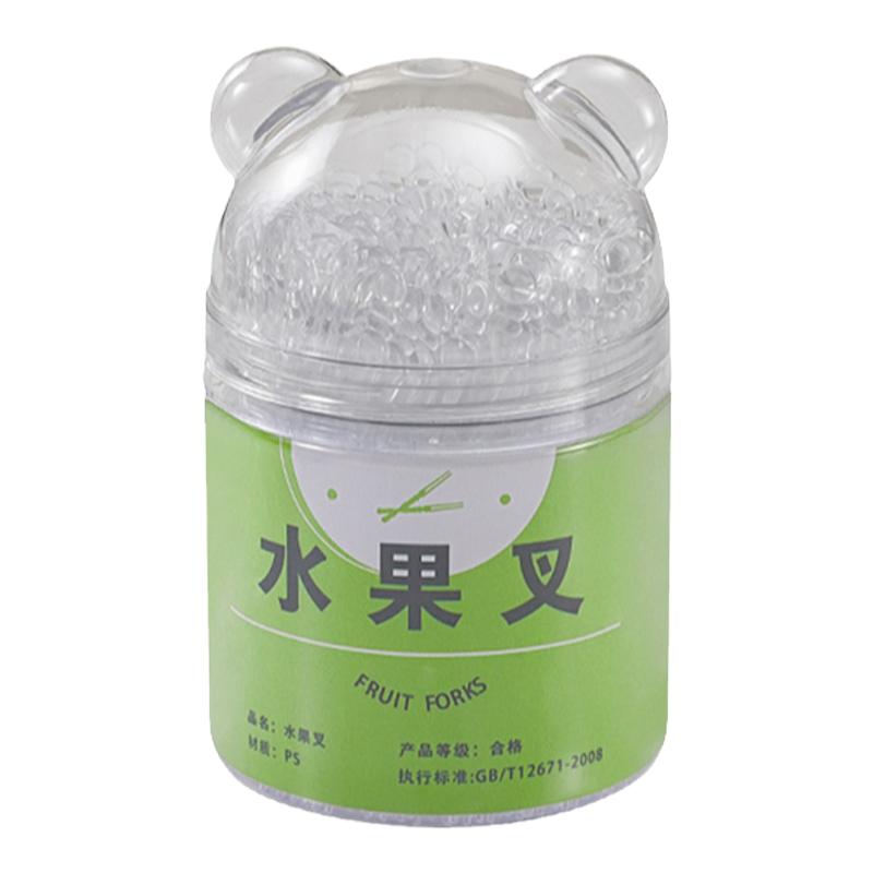 一次性水果叉竹节纹加厚多功能家用透明蛋糕叉透明塑料点心叉子