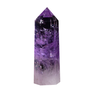 天然水晶柱摆件家居办公客厅桌面六棱柱装饰品黄粉紫白水晶原石