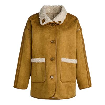 Adidas阿迪达斯三叶草女双面穿仿羊羔绒运动夹克上衣外套KT3145