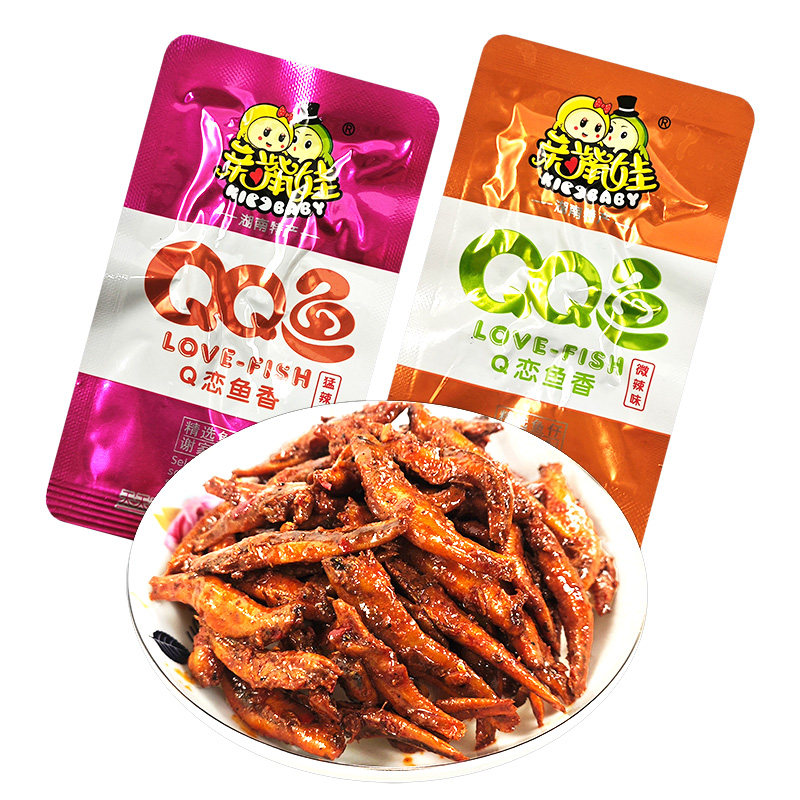 显峰亲嘴娃鱼仔湖南特产休闲食品麻辣即食鱼零食小吃香辣毛毛小鱼