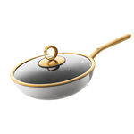德国三头鹰纯钛炒锅鎏金款无涂层钛锅不粘锅电磁炉燃气家用炒菜锅