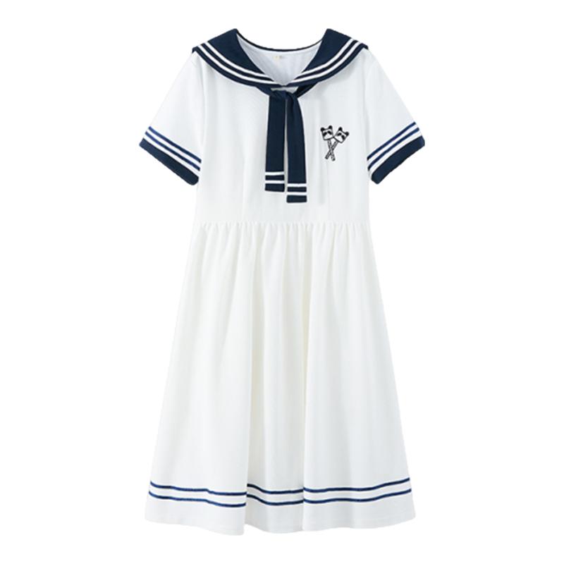 女童夏款短袖外套连衣裙2025洋气中大童园服拼色校服翻领新款童装
