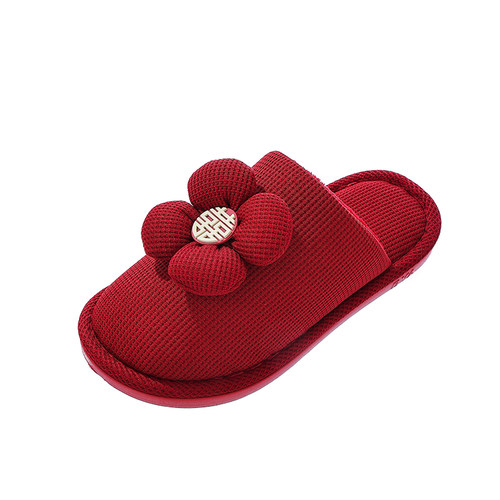 红色拖鞋结婚一对冬季新娘婚礼陪嫁2025新款新婚情侣婚庆拖鞋高级