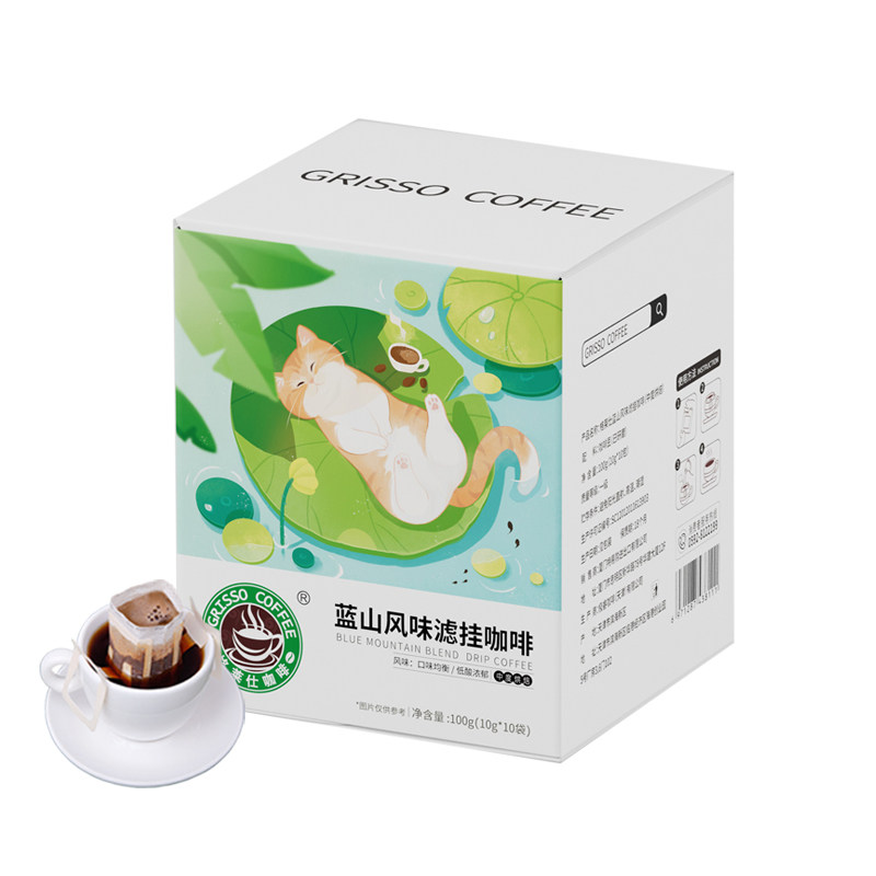 格莱仕挂耳手冲现磨黑咖啡曼特宁意式风味夏日猫咪风格5口味礼盒