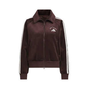 adidas阿迪达斯三条纹抓绒华夫格外套女保暖双拉链针织夹克KC0035