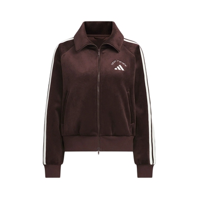 adidas阿迪达斯三条纹抓绒华夫格外套女保暖双拉链针织夹克KC0035