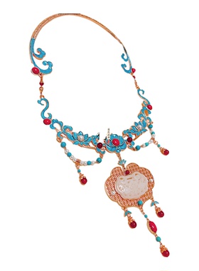 重工明制汉服璎珞平安锁流苏项圈