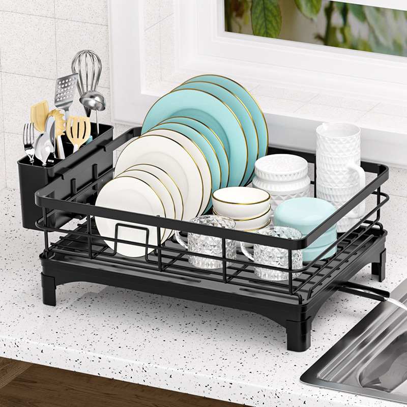 亚马逊新款厨房沥水碗架加高家用水槽放碗台面碗碟架沥水多功能架