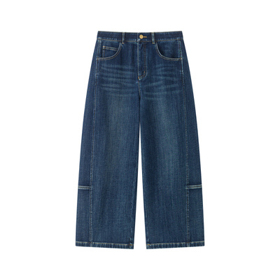 CHICJOJO宽松加厚磨毛九分牛仔裤