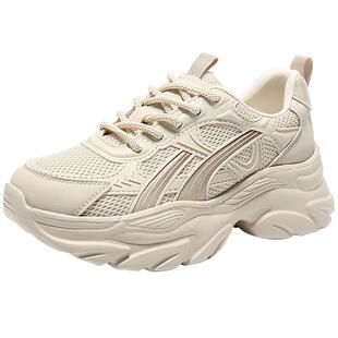 森达厚底老爹运动鞋26年新款休闲鞋商场同款轻便黑色增高鞋XWD01