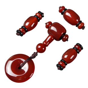 红玛瑙三通佛头小金刚星月菩提配饰套餐文玩佛珠手串配件套装全套