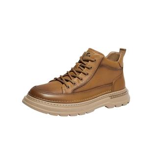 森达男鞋工装靴复古英伦大黄靴商场同款秋冬加绒劳保靴子1SQ01DD4
