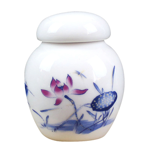 小瓷罐珍珠粉密封收纳罐迷你复古美妆药丸瓷盒膏方护肤瓶白瓷圆罐