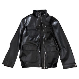 短句先生【中世纪】老钱复古多口袋束腰龙工装猎装皮外套夹克
