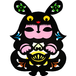 彩贴剪纸材料包非遗拼贴彩色底稿成品定制儿童作业手工套色剪纸画