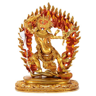 尼泊尔手工铜像 西藏生财家居客厅财宝天王 金刚手大势至菩萨摆件