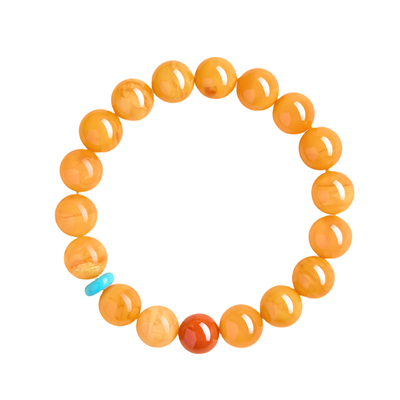 【100%官方正品】鸡油红蜜蜡手串