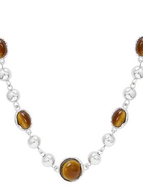 法式复古气质美拉德虎眼石项链