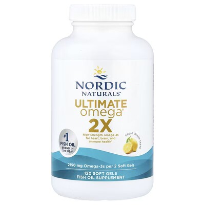 美国Nordic Ultimate Omega 2X 柠檬味2150mg 鱼油软胶囊 120粒