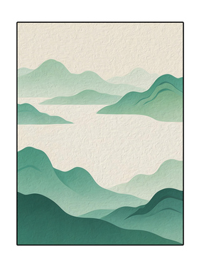 新中式水墨山脉数字油画带颜料