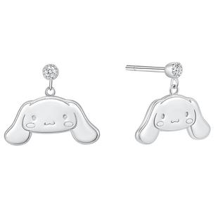 潮宏基三丽鸥s925银耳饰银饰耳钉耳坠大耳狗萌趣玉桂狗生日礼物