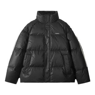 【高充绒】卡宾PU皮立领羽绒服男冬季长袖大衣防风保暖黑皮衣外套