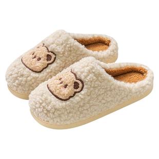 可爱保暖毛毛绒棉拖鞋女士秋冬季室内家居防滑女生办公室包头拖鞋
