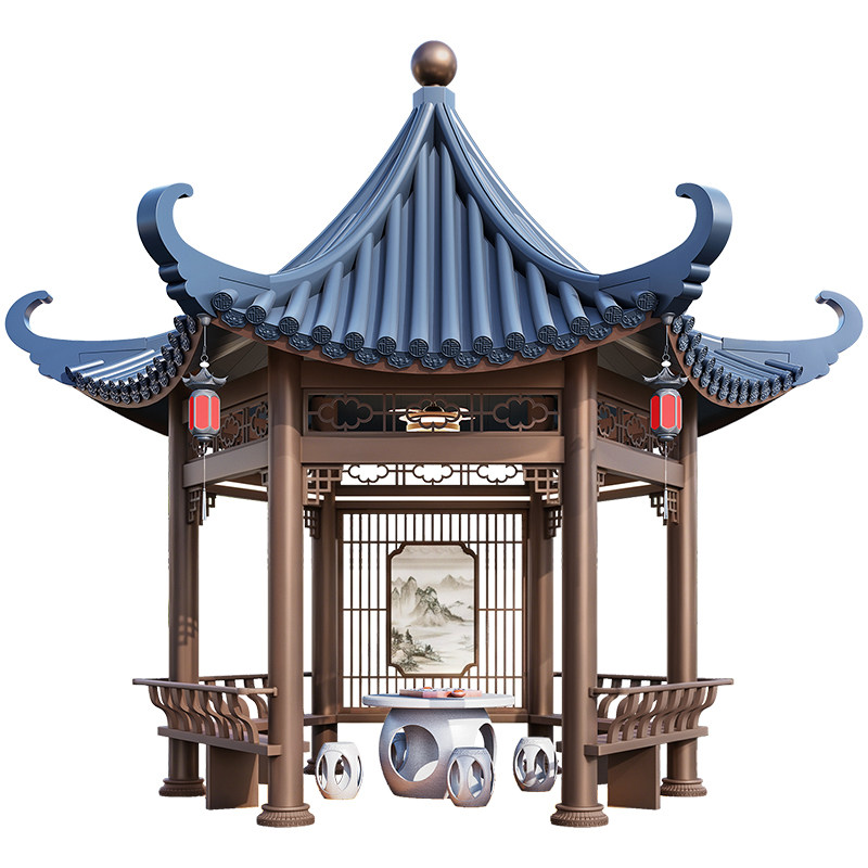 户外铝合金六角亭中式四角亭定制
