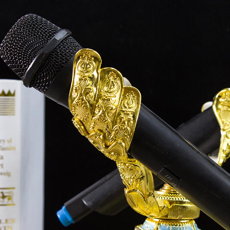 欧式ktv旋转话筒架摆台用品桌面台式麦架创意 合金无线话筒架支架