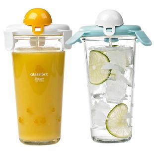 Glasslock玻璃杯子韩版女学生水杯清新简约便携带盖茶杯随手杯