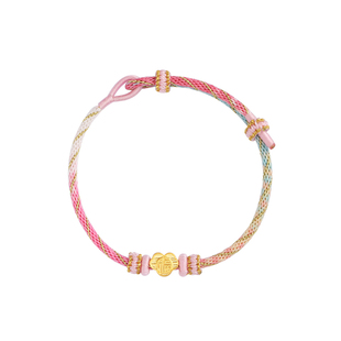 炙真银楼18K黄金平安锁手绳女新中式开年好运气男士手链情侣手饰