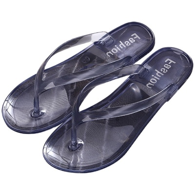 透明水晶果冻ins防滑平底人字拖