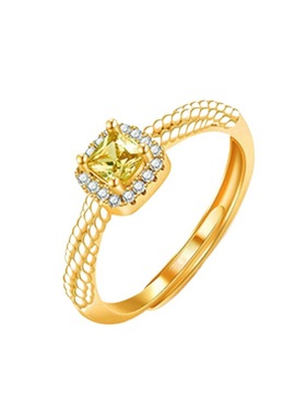 s925纯银小方糖开口戒指轻奢