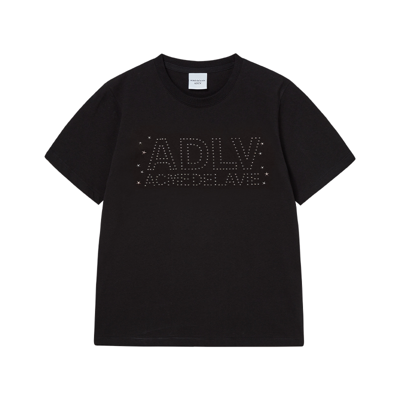 ADLV女款纯棉烫钻短袖T恤宽松