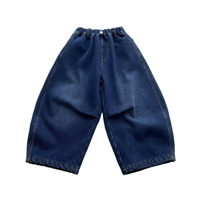 儿童加绒牛仔裤宽松直筒阔腿裤