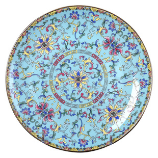 景德镇中式陶瓷盘子家用骨瓷平盘浅盘酒店摆台宫廷珐琅彩菜盘碟子