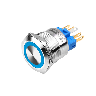 卓朗齐22Bmm自锁环形带灯复位不锈钢金属按钮启动开关防水电源