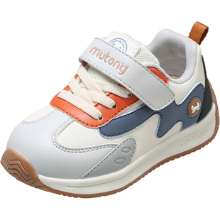 牧童童鞋儿童运动鞋男童春秋轻便幼儿园皮面缓震时尚跑步鞋子女童