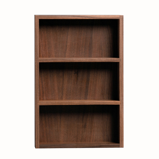 桌面收纳盒黑胡桃木燕尾榫榫卯日式家居三格全实木储物盒分格木盒