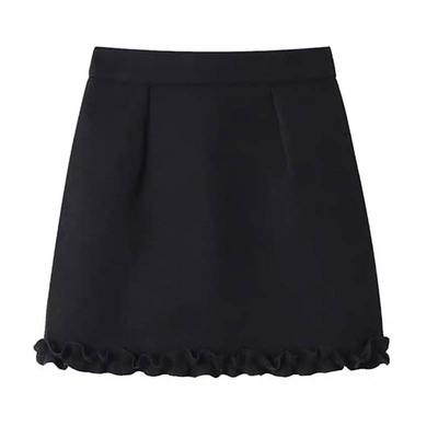 木耳边毛呢半身裙女秋冬高腰