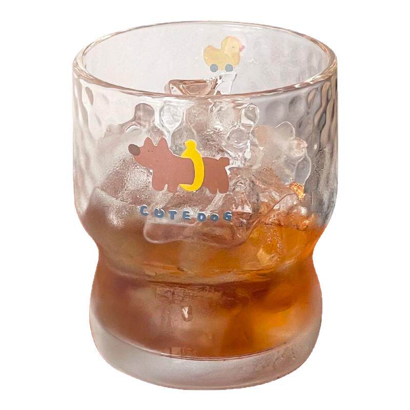 高颜值可爱小狗玻璃冰美式咖啡杯
