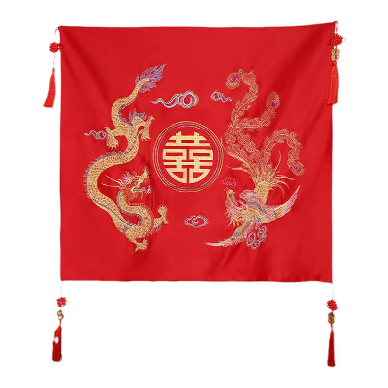 新娘红盖头中式婚礼半透明红色网纱秀禾服新娘蒙头喜帕婚庆用品