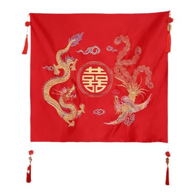 新娘红盖头半透红色网纱