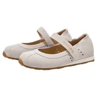 MILLIE'S/妙丽夏新款魔术贴单鞋女厚底浅口德训鞋休闲运动芭蕾鞋