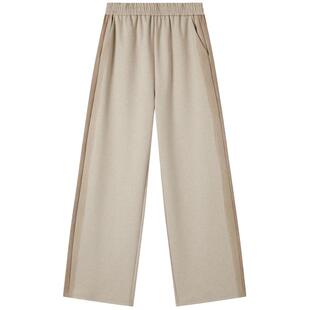 谜底阔腿裤长裤2025冬季新品侧缝印花显腿长抽绳设计女254MK1685